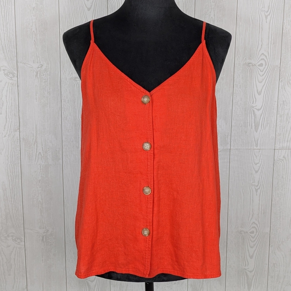BP Linen Blend Sleeveless Top Size Small Red Shirt Tank Top Spaghetti Straps